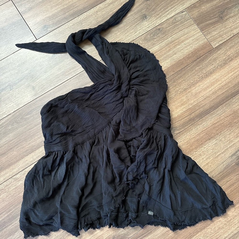 Free people sz small top with wrap around neck tie